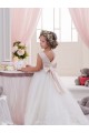 Ball Gown Bateau Neck Tulle & Lace Chapel Train Ivory Flower Girl Dresses Barrie
