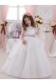 Ball Gowns Bateau Neck Tulle & Lace Chapel Train Ivory Flower Girl Dress Barrie