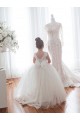 Ball Gown Bateau Neckline Tulle & Lace Chapel Train Ivory Flower Girl Dress Barrie