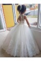 Ball Gown High Neck Tulle & Lace Long Ivory Flower Girl Dress Barrie