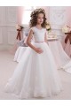 Ball Gowns High Neck Tulle & Lace Long Ivory Flower Girl Dress Barrie