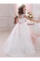 Ball Gowns High Neck Tulle & Lace Long Ivory Flower Girl Dress Barrie