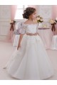 Ball Gown High Neck Tulle & Lace Long Ivory Flower Girl Dresses Barrie