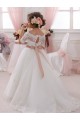Ball Gown High Neck Tulle & Lace Long Ivory Flower Girl Dresses Barrie