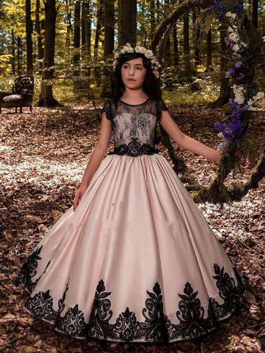 Ball Gown Sweetheart Satin & Lace Long Ivory Flower Girl Dress Barrie