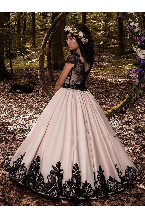 Ball Gown Sweetheart Satin & Lace Long Ivory Flower Girl Dress Barrie