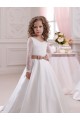 Ball Gown V-Neck Satin & Lace Chapel Train Ivory Flower Girl Dress Barrie
