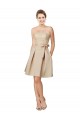 A-Line Sweetheart Satin & Lace Knee Length Champagne Bridesmaid Dress Barrie