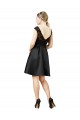 A-Line Illusion Neck Satin & Lace Knee Length Black Bridesmaid Dress Barrie
