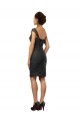 A-Line Off the Shoulder Soft Chiffon & Lace Knee Length Slate Grey Bridesmaid Dress Barrie