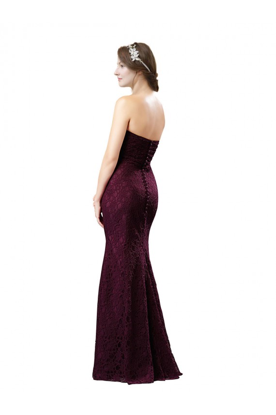 A-Line Sweetheart Lace Long Grape Bridesmaid Dress Barrie