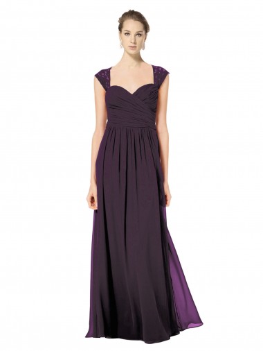 A-Line Sweetheart Soft Chiffon & Lace Long Grape Formal Dress / Bridesmaid Dress Barrie