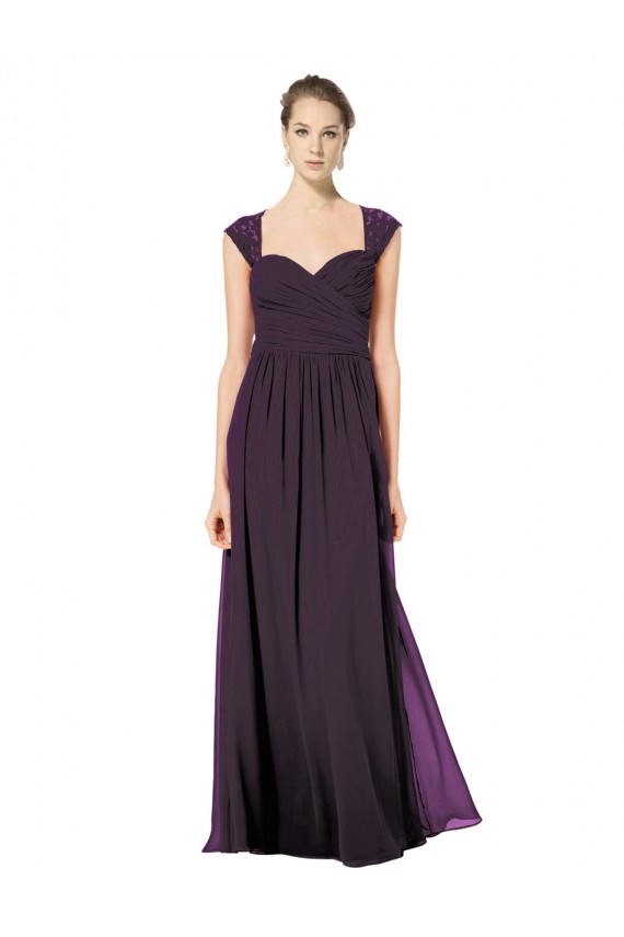 A-Line Sweetheart Soft Chiffon & Lace Long Grape Formal Dress / Bridesmaid Dress Barrie
