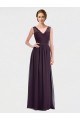 A-Line V-Neck Chiffon & Lace Long Grape Bridesmaid Dress / Evening Dress Barrie
