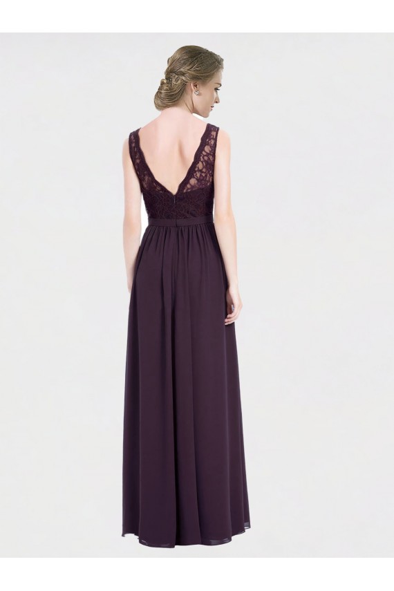 A-Line V-Neck Chiffon & Lace Long Grape Bridesmaid Dress / Evening Dress Barrie