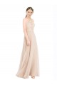 A-Line High Neck Soft Chiffon & Lace Long Champagne Prom Dress / Bridesmaid Dress Barrie