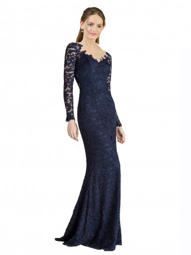 Mermaid Sweetheart Lace Long Dark Navy Prom Dress / Bridesmaid Dress Barrie
