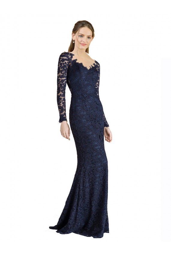 Mermaid Sweetheart Lace Long Dark Navy Prom Dress / Bridesmaid Dress Barrie