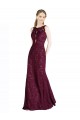A-Line High Neck Lace Long Burgundy Gold Prom Dress / Bridesmaid Dress Barrie