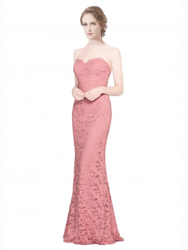 Mermaid Strapless Lace Long Salmon Formal Dress / Bridesmaid Dress Barrie