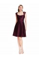 A-Line Square Neck Satin & Lace Knee Length Grape Bridesmaid Dress Barrie