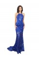 Mermaid High Neck Lace Long Royal Blue Semi Formal Evening Dress / Prom Dress / Bridesmaid Dress Barrie