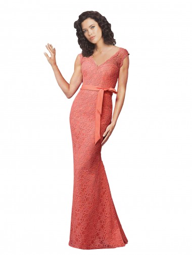 Mermaid V-Neck Lace Long Bridesmaid Dress Barrie