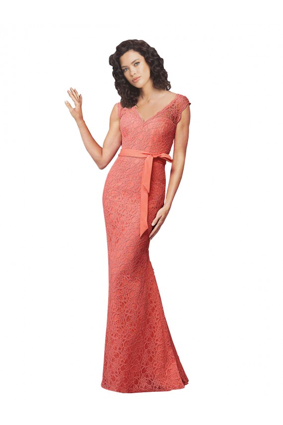 Mermaid V-Neck Lace Long Bridesmaid Dress Barrie