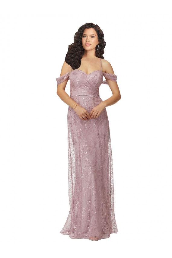 A-Line Sweetheart Lace Long Bridesmaid Dress Barrie