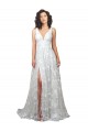 A-Line V-Neck Lace Chapel Train Off White Wedding Dress Barrie