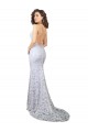 Sheath High Neck Lace Sweep Train White Wedding Dress Barrie