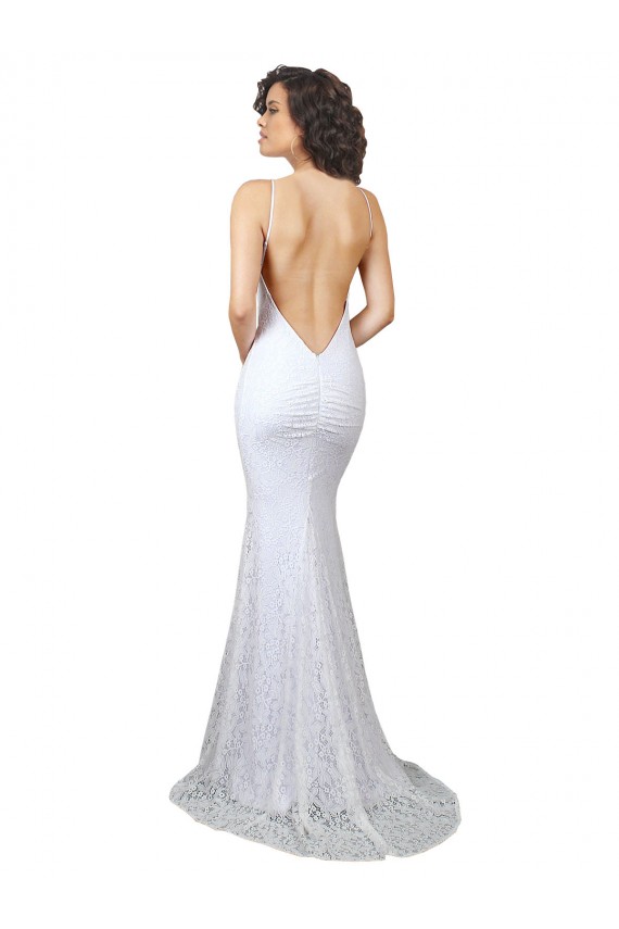 Mermaid High Neck Lace Sweep Train White Wedding Dress Barrie
