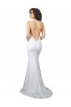 Mermaid High Neck Lace Sweep Train White Wedding Dress Barrie