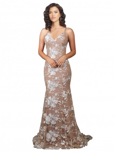 Mermaid V-Neck Lace Sweep Train Champagne Wedding Dress Barrie