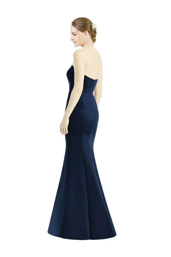 Mermaid Sweetheart Satin Long Floor Length Dark Navy Bridesmaid Dress Barrie