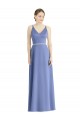 A-Line V-Neck Satin Long Periwinkle Bridesmaid Dress Barrie
