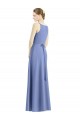 A-Line V-Neck Satin Long Periwinkle Bridesmaid Dress Barrie