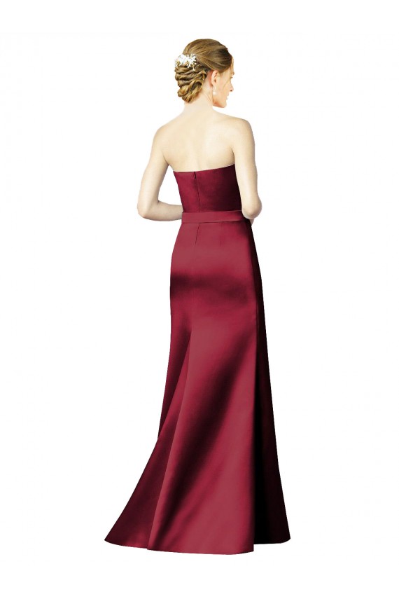 Mermaid Strapless Satin Long Burgundy Bridesmaid Dress / Evening Dress Barrie