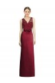 A-Line V-Neck Satin & Lace Long Burgundy Bridesmaid Dress Barrie
