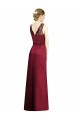 A-Line V-Neck Satin & Lace Long Burgundy Bridesmaid Dress Barrie