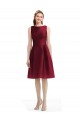 A-Line Bateau Neck Satin Knee Length Burgundy Bridesmaid Dress Barrie