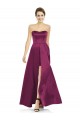 A-Line Strapless Satin Long Merlot Bridesmaid Dress Barrie
