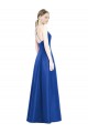 A-Line V-Neck Satin Long Royal Blue Bridesmaid Dress Barrie
