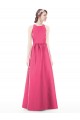 A-Line Jewel Neck Satin Long Ruby Bridesmaid Dress Barrie