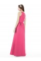 A-Line Jewel Neck Satin Long Ruby Bridesmaid Dress Barrie