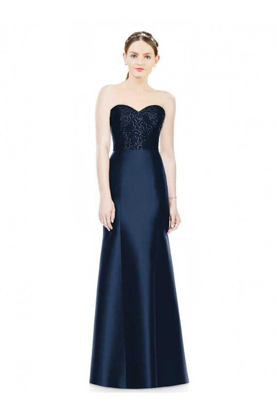 Mermaid Strapless Satin Long Dark Navy Evening Dress / Bridesmaid Dress Barrie