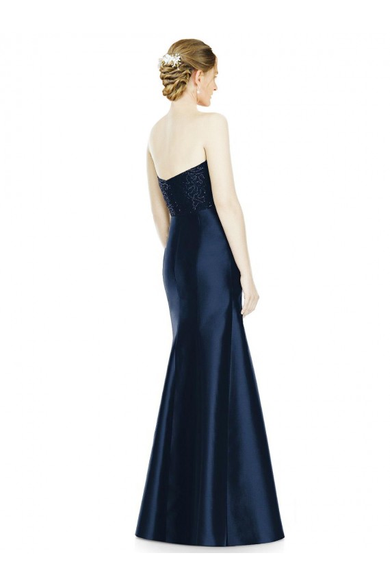 Mermaid Strapless Satin Long Dark Navy Evening Dress / Bridesmaid Dress Barrie