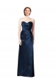 A-Line Strapless Satin Long Dark Navy Bridesmaid Dress Barrie