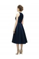 A-Line Jewel Neck Satin Tea Length Dark Navy High Low Bridesmaid Dress Barrie