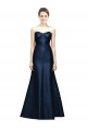 Mermaid Strapless Satin Long Dark Navy Bridesmaid Dress Barrie